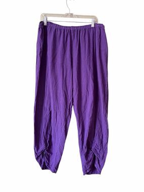 Oh My Gauze 100% Cotton Purple Pull On Flowy Pants Twist Front Sz 3 XXL